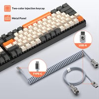 MAMBASNAKE K3 Pro Mechanikus Gamer Billentyűzet - Kompakt 98 Gombos, RGB LED Világítás, Kék Kapcsolók, USB-C Spirálkábel, Sötétszürke 2