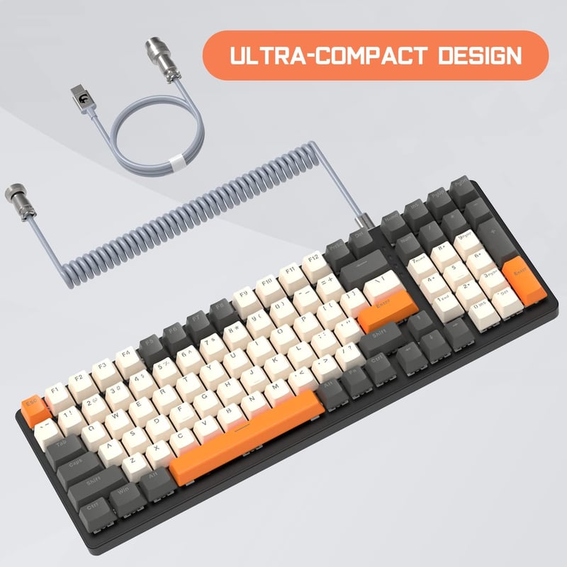 MAMBASNAKE K3 Pro Mechanikus Gamer Billentyűzet - Kompakt 98 Gombos, RGB LED Világítás, Kék Kapcsolók, USB-C Spirálkábel, Sötétszürke