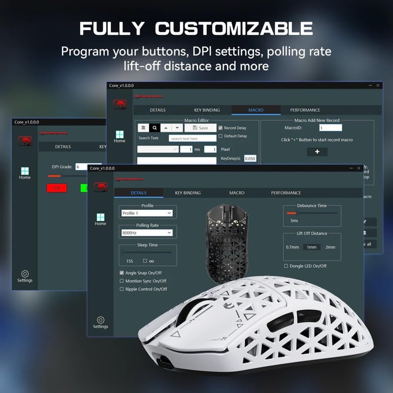 MAMBASNAKE M5 Ultra Szénszálas 8000Hz Vezeték Nélküli Gaming Egér, 39g Szuperkönnű, 42000DPI, Bluetooth/2.4G/USB-C, PC/Mac Kompatibilis
