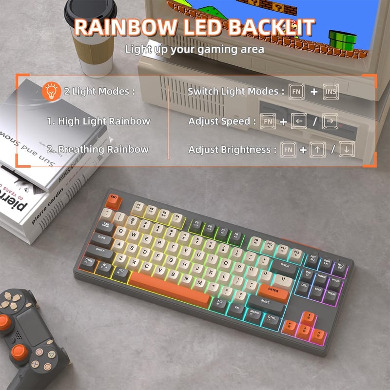 MAMBASNAKE M87 TKL Vezeték Nélküli Gaming Billentyűzet Bluetooth 2.4GHz Mechanikus Érzés RGB Háttérvilágítás 4000mAh Akkumulátor