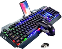 MAMBASNAKE Bežični Gaming Komplet Tipkovnice i Miša, 2.4G, Baterija 3800mAh, RGB LED Pozadinsko Osvjetljenje, 2400DPI, Miš sa 7 Boja 2