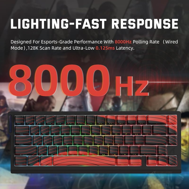 MAMBASNAKE X Attack Shark X68PRO HE 8KHz Wireless Gaming Billentyűzet RGB Piros