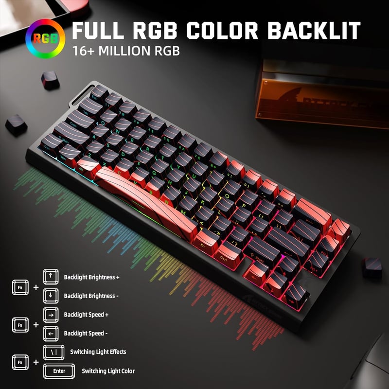 MAMBASNAKE X Attack Shark X68PRO HE 8KHz Wireless Gaming Billentyűzet RGB Piros