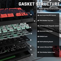 MAMBASNAKE X Attack Shark X68PRO HE 8KHz Wireless Gaming Billentyűzet RGB Piros 9