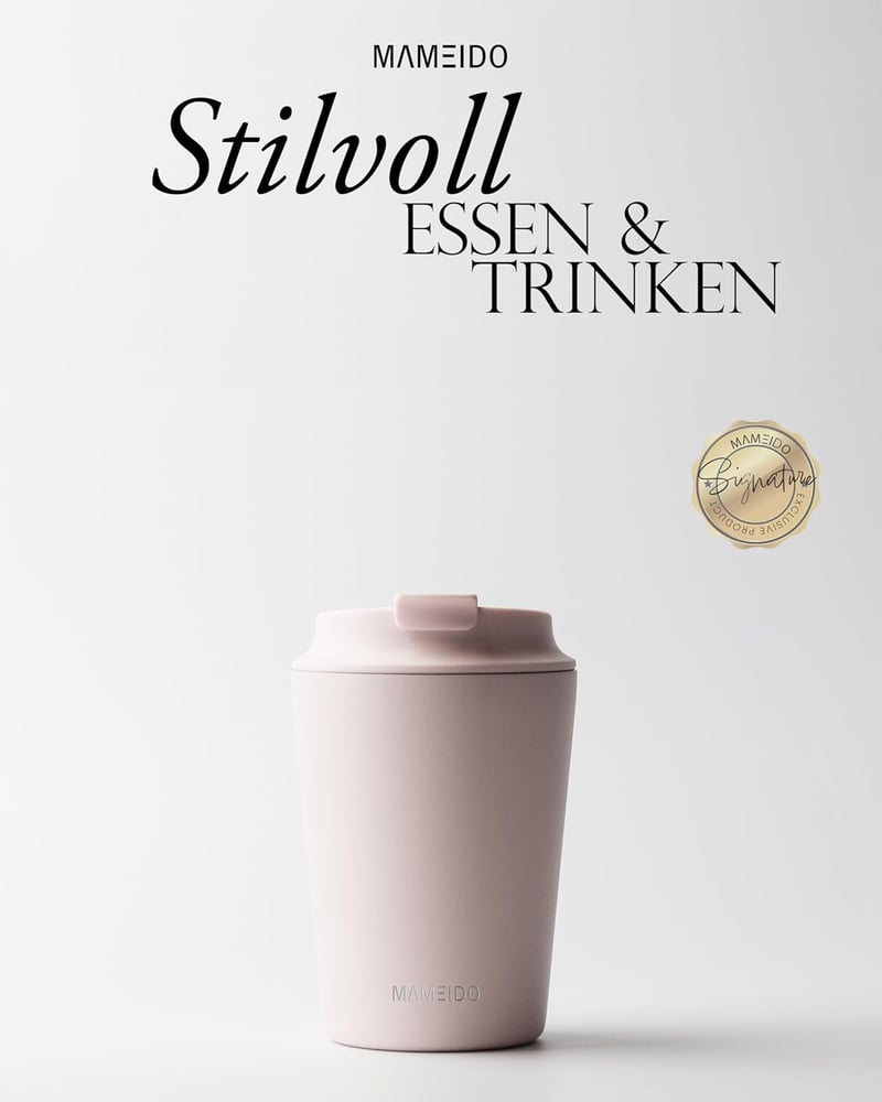 MAMEIDO 350ml Rozsdamentes Termosz Bögre Kávéhoz, Dupla Falú Hőtartó, Szorítható Fedél, Blush Rózsaszín - 350 ml, Blush Kissed