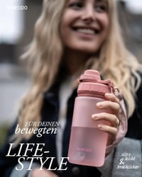 MAMEIDO 500ml Gyerek Kulacs Szívószállal, Tritan Anyag, Szivárgatásmentes, BPA-Mentes, Flamingo Rózsaszín 3