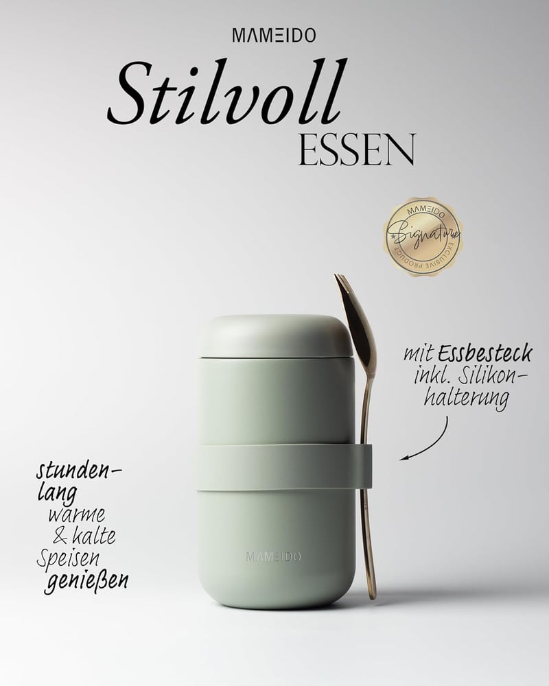MAMEIDO 500ml Termikus Ételtartó Rozsdamentes Acél Szivárgásmentes Joghurt Kása Leves - 500 ml, Desert Sage