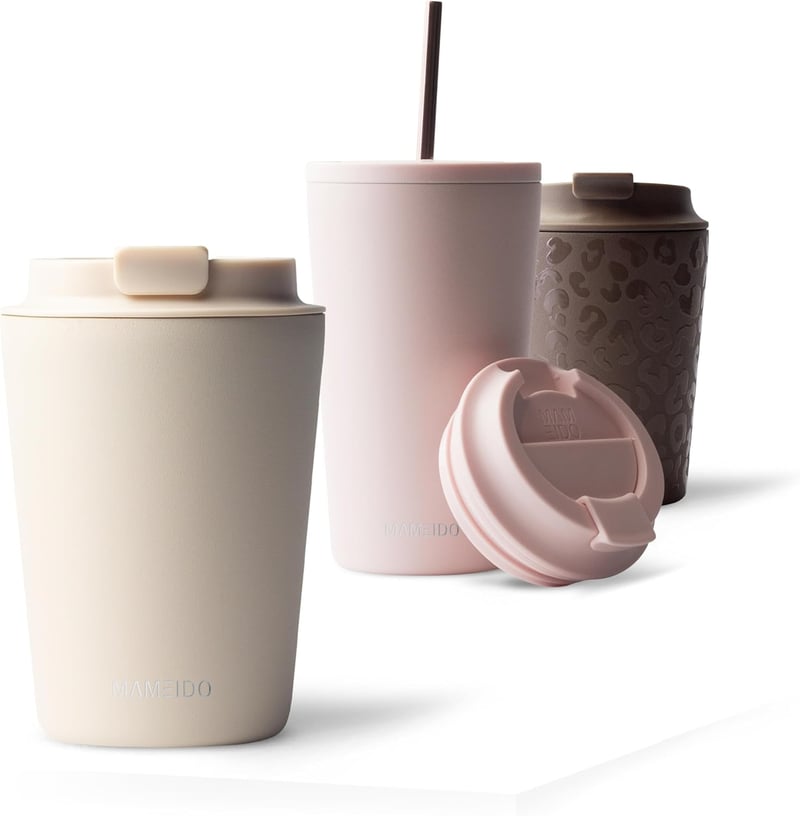 Mameido Termikus Bögre 350ml Rozsdamentes Acél Dupla Falú Kávés Pohár - 350 ml, Ivory Beige