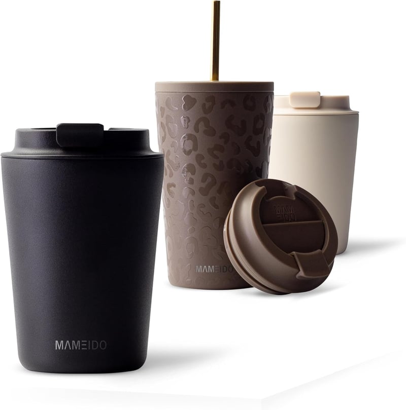 Mameido Termosz Bögre 350ml - Fekete, Rozsdamentes Acél, Dupla Falú, Szivárgásmentes Utazó Pohár, 4 Órás Melegen Tartás, BPA-mentes, Autós P