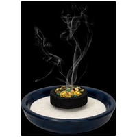 Bol pentru tămâie MaMeMi din steatit – Verde, Ø 10,5 cm, înălțime 3 cm – Pictat manual și ignifug – Vas rotund pentru cărbune, tămâie și plante aromatice 5