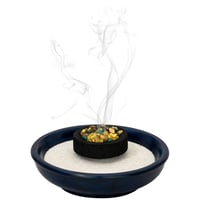 Bol pentru tămâie MaMeMi din steatit – Verde, Ø 10,5 cm, înălțime 3 cm – Pictat manual și ignifug – Vas rotund pentru cărbune, tămâie și plante aromatice 4