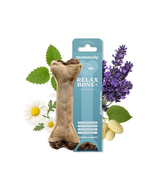 mammaly Relax Bone+ Os de mestecat calmant cu burtă de vită și piele de vită – 12 cm, 55 g (1 buc.)