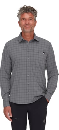Pánska outdoorová košeľa s dlhým rukávom Mammut Lenni Longsleeve Shirt – farba Steel-Black, veľkosť L – priedušný materiál 2
