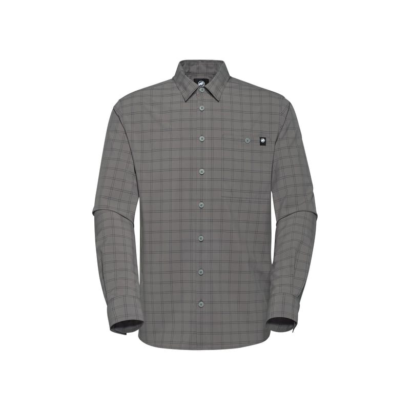 Pánska outdoorová košeľa s dlhým rukávom Mammut Lenni Longsleeve Shirt – farba Steel-Black, veľkosť L – priedušný materiál