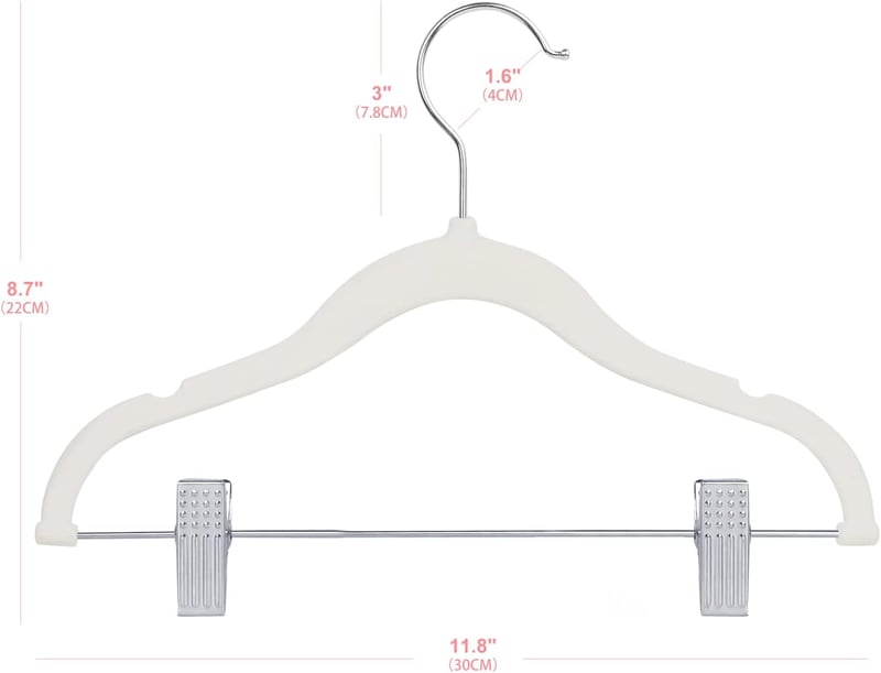 ManGotree 30 cm gyerek bársony ruhaakasztó csúszásmentes 16 db fehér