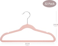 ManGotree 35 cm gyerek ruhaakasztó szett 32 db, forgó horoggal, csúszásmentes filc, rózsaszín 2