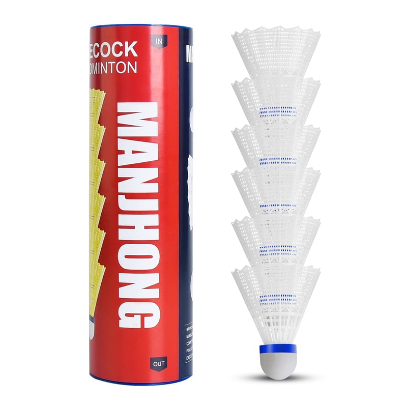 MANJHONG Nylonové bedmintonové košíky pre začiatočníkov a rekreačných hráčov, 6 ks, biele, na vnútorné aj vonkajšie použitie