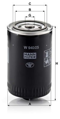 Olejový filter MANN-FILTER W 940/25 – pre osobné a ľahké úžitkové vozidlá, závit M20x1,5, 1 ks 3
