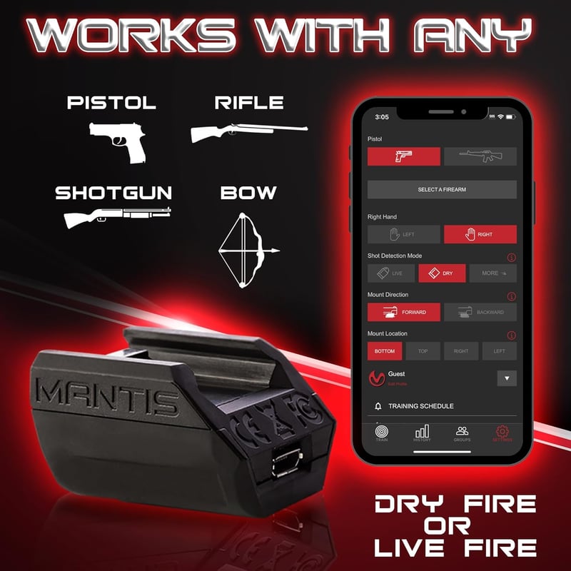 Mantis X10 Elite Lövészeti Teljesítménymérő Rendszer - Valós Idejű Követés, Elemzés és Edzői Tanácsadás iOS/Android Applikációval