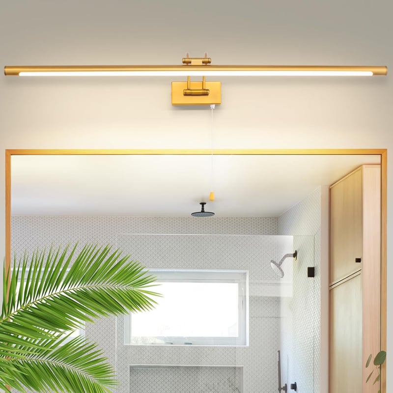 MantoLite LED Tükörlámpa 90 cm Réz - 16W, 3000K Meleg Fehér Fény, IP44 Vízálló, Húzókapcsolós Fürdőszobai Fali Világítás, 270° Állítható