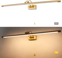 MantoLite LED Tükörlámpa 90 cm Réz - 16W, 3000K Meleg Fehér Fény, IP44 Vízálló, Húzókapcsolós Fürdőszobai Fali Világítás, 270° Állítható 7