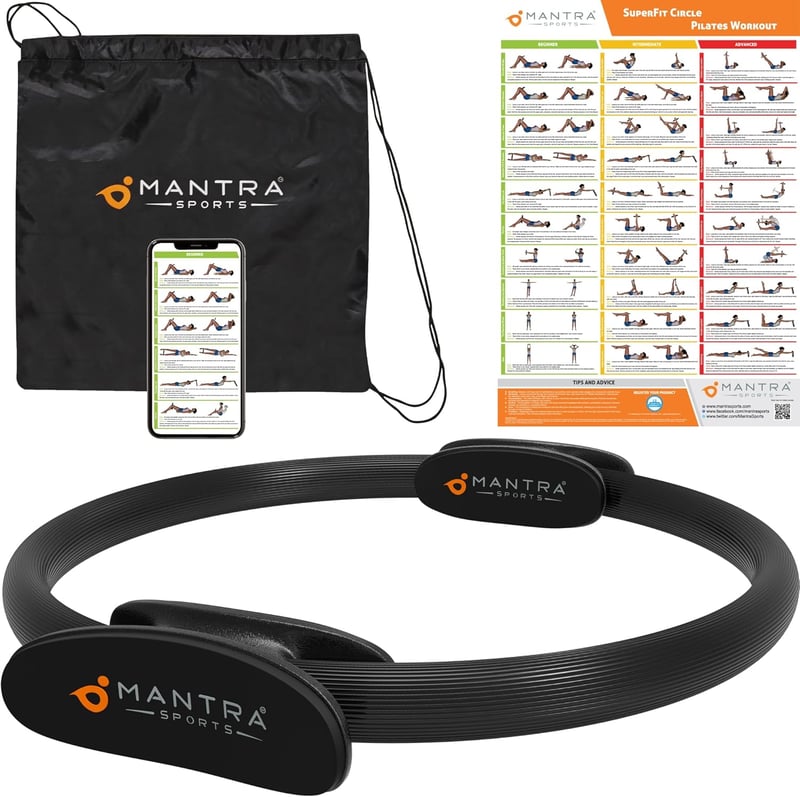 MANTRA SPORTS Pilates Gyűrű - Otthoni Fitness Eszköz Medencefenék Edzéshez, Comb és Csípő Erősítéshez, Férfiaknak és Nőknek, 35,5 cm, Hordoz