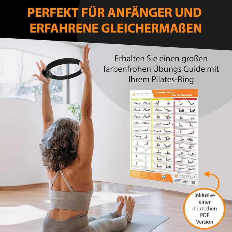 MANTRA SPORTS Pilates Gyűrű - Otthoni Fitness Eszköz Medencefenék Edzéshez, Comb és Csípő Erősítéshez, Férfiaknak és Nőknek, 35,5 cm, Hordoz