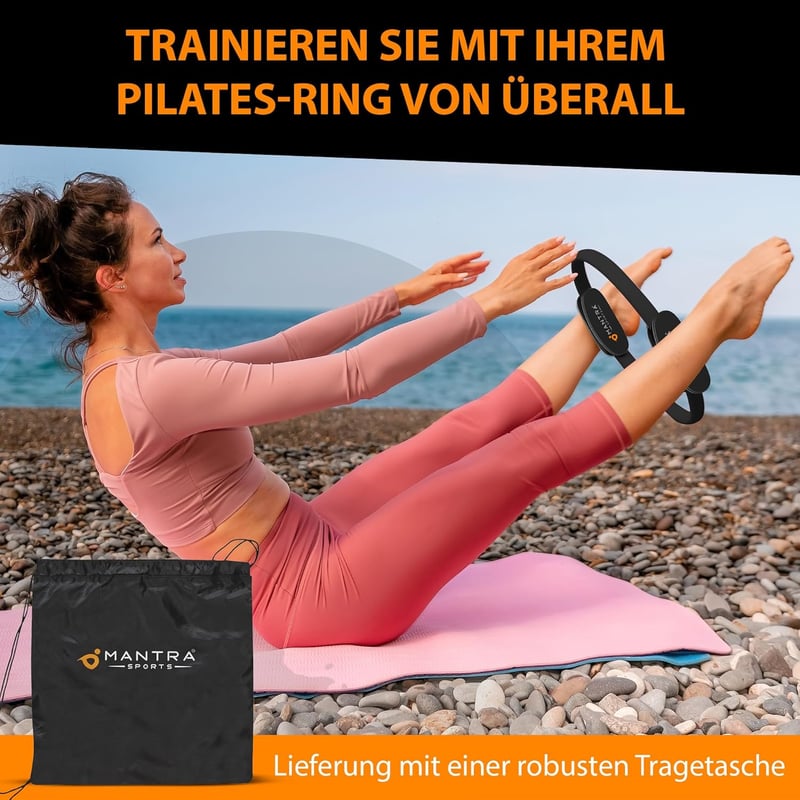 MANTRA SPORTS Pilates Gyűrű - Otthoni Fitness Eszköz Medencefenék Edzéshez, Comb és Csípő Erősítéshez, Férfiaknak és Nőknek, 35,5 cm, Hordoz