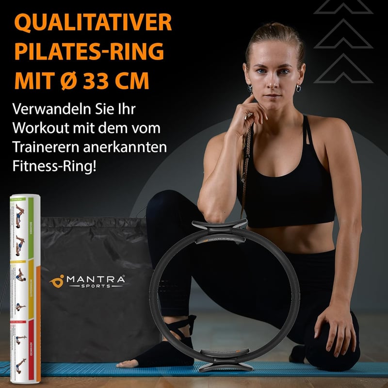MANTRA SPORTS Pilates Gyűrű - Otthoni Fitness Eszköz Medencefenék Edzéshez, Comb és Csípő Erősítéshez, Férfiaknak és Nőknek, 35,5 cm, Hordoz