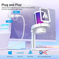 Herný USB mikrofón MAONO DGM20 biely, kondenzátorový mikrofón s potlačením hluku, stlmením, ovládaním zosilnenia a pop filtrom, na streamovanie, podcasty, pre PC, PS4, PS5, Mac 6