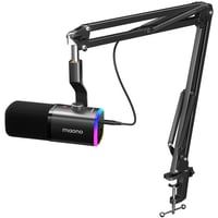 Microfon Gaming MAONO PD100XS XLR/USB pentru PC, Microfon Dinamic pentru Streamer și Podcast, Reducerea Zgomotului, Funcție Mute, Control Volum, RGB, Braț Microfon, Negru 1
