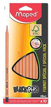 Grafitová ceruzka Maped Black'Peps HB – 10 ks, ergonomická trojhranná drevená ceruzka, certifikát FSC, farbený hrot 2