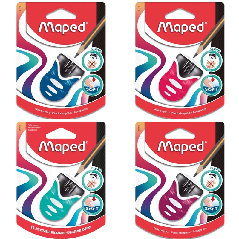 Ascuțitoare ergonomică Maped Clean Grip cu o gaură și rezervor mare