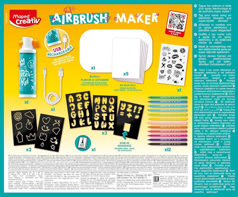Maped Creative Airbrush Maker 907080 - Gyerek Graffiti Szett 5+ Éves Korig
