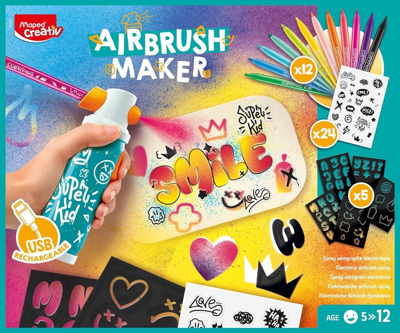 Maped Creative Airbrush Maker 907080 - Gyerek Graffiti Szett 5+ Éves Korig
