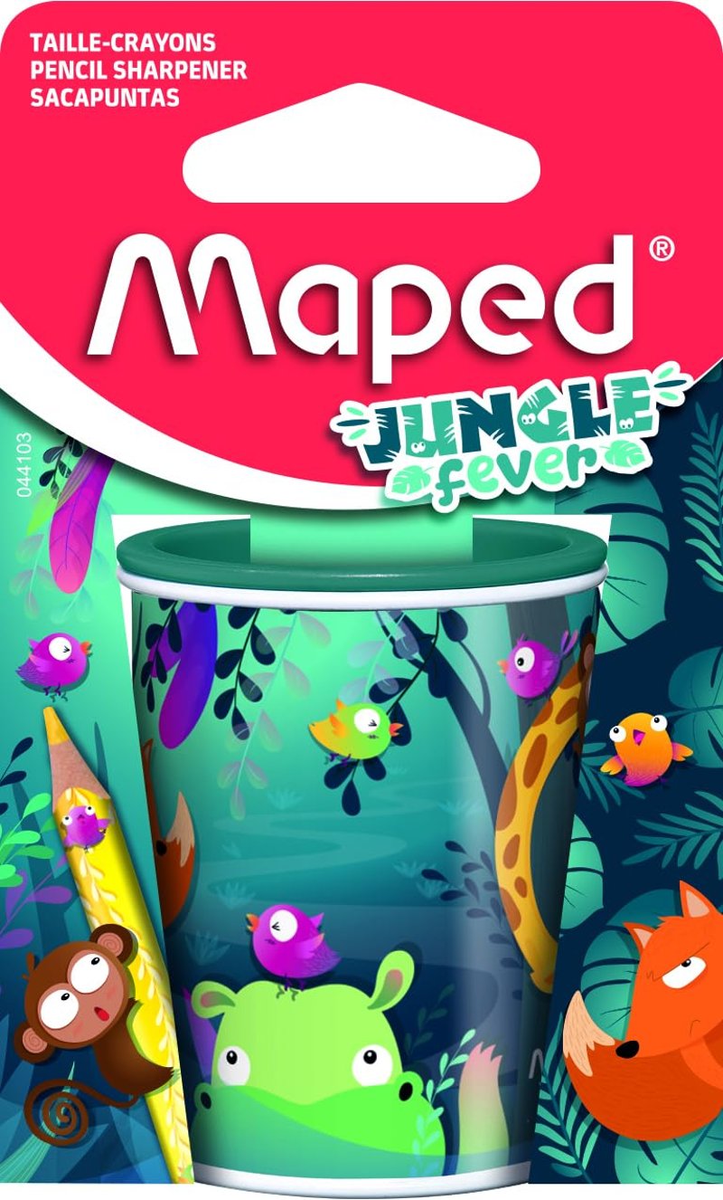 Maped Jungle Fever Fémdobozos Ceruzahegyező 2 Különböző Méretű Lyukkal, Újrahasznosítható Csomagolással