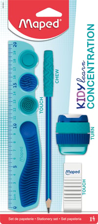 Maped Kidy Learn Concentration 4 részes iskolai szett - vonalzó, hegyező, radír, ceruza 1