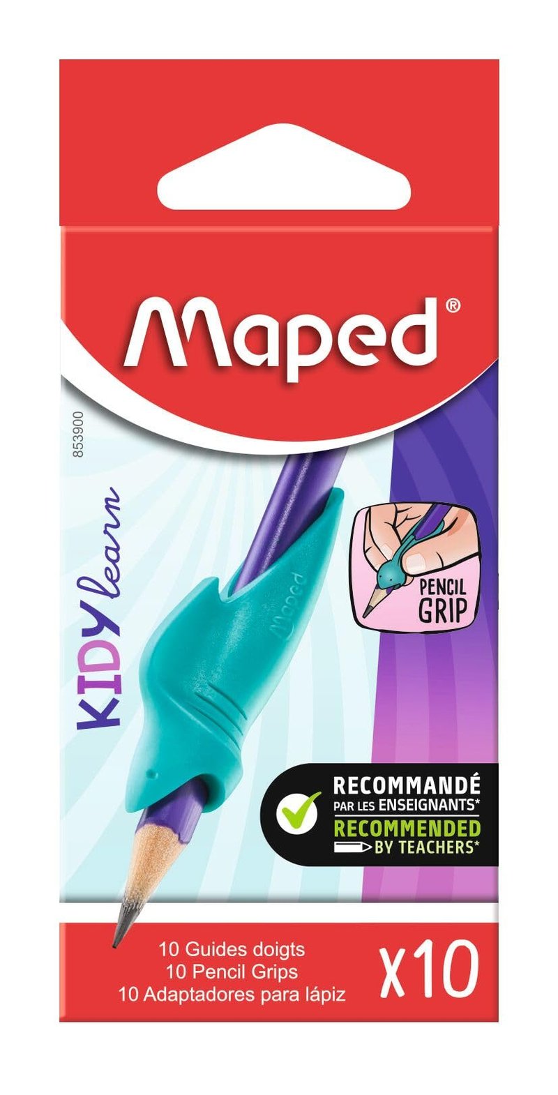 Maped KIDY'LEARN Háromszögletű Ceruzához Ujjvezető Cápa Formájú Puha Anyagú Írástanuló Segédeszköz Gyerekeknek 10 db