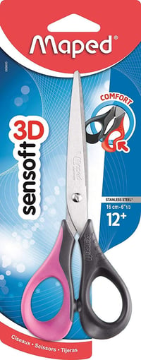 Detské nožnice Maped Sensoft 16 cm – Ergonomické mäkké krúžky pre pravákov – modré, ružové, zelené alebo červené – 2 ks 2