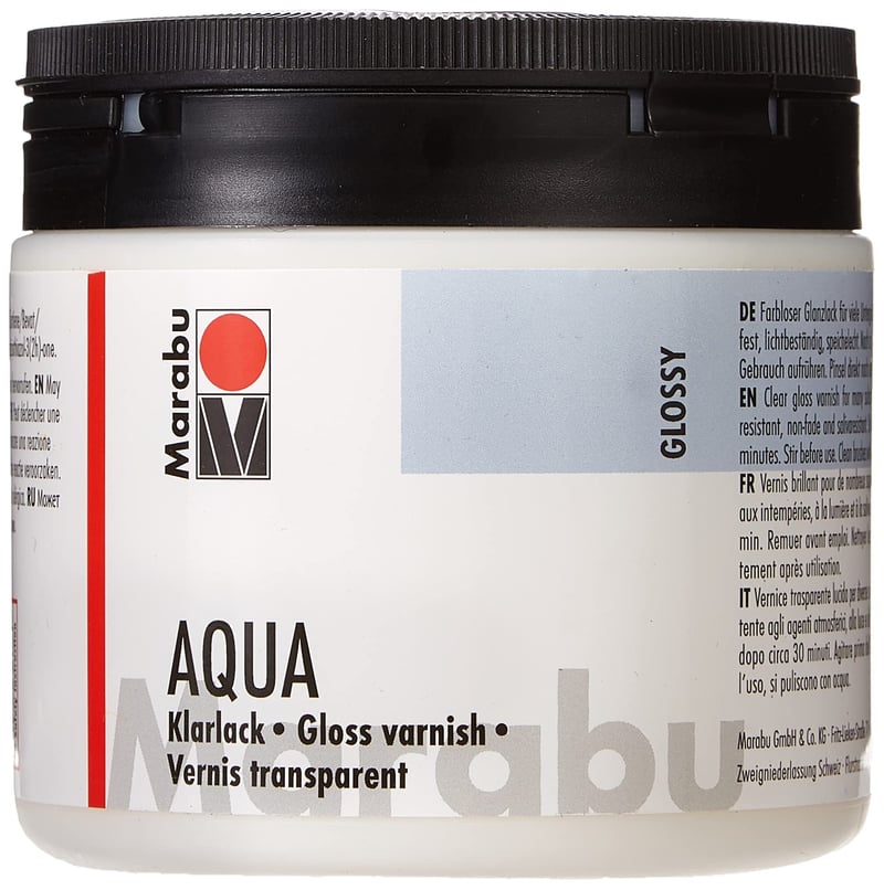Marabu Aqua Klarlack lesklý akrylový lak 500 ml – Priehľadný vrchný lak na vodnej báze na ručné práce a hobby projekty