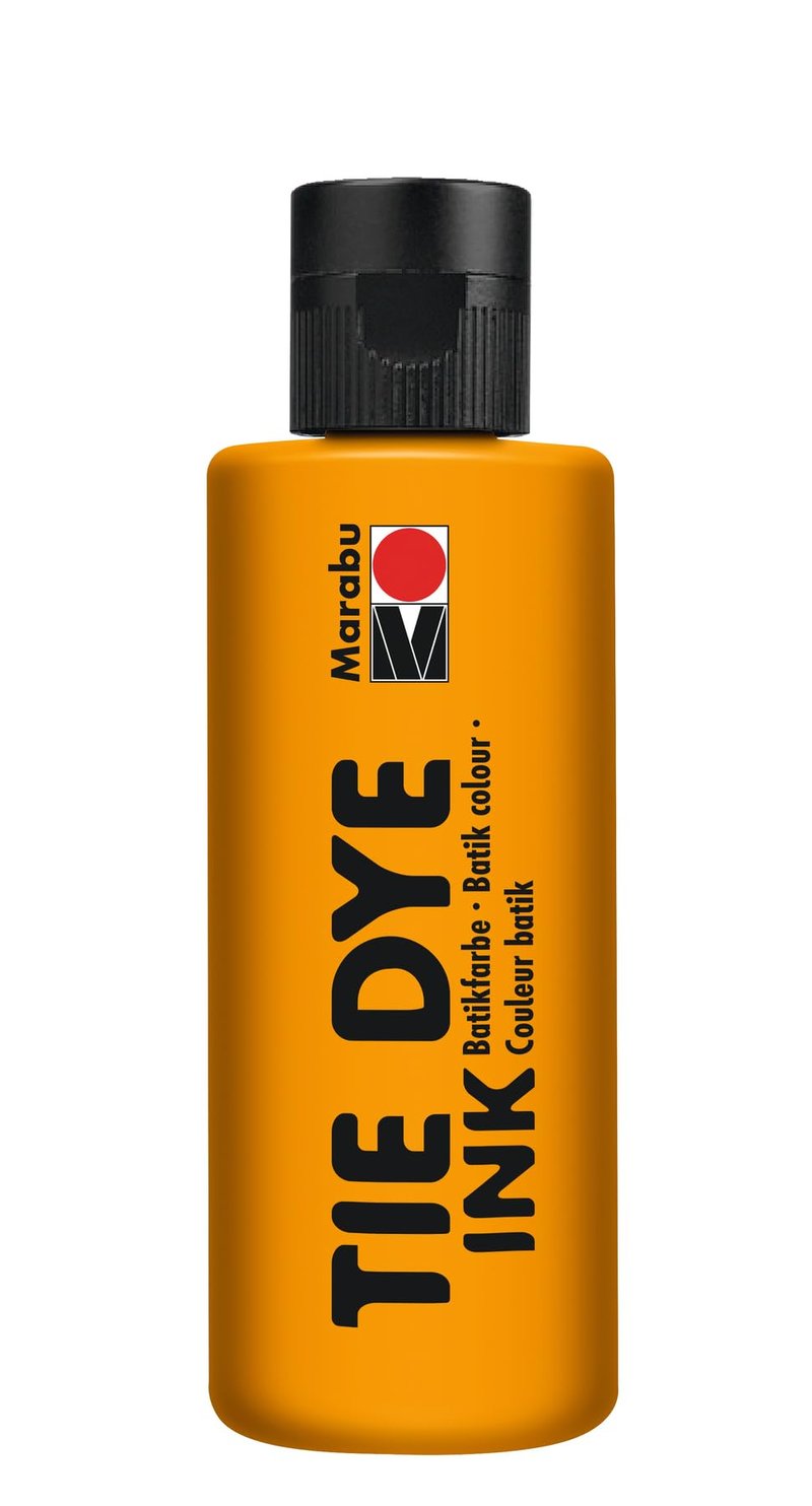 Cerneală pentru batik Marabu Tie Dye, portocaliu mandarin, 80 ml, vopsea textilă pe bază de apă pentru materiale deschise la culoare, vegană, 17300004225