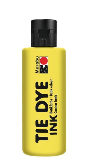 Marabu Tie Dye atrament na batikovanie žltý, 80 ml, na vodnej báze, vegánska farba na textil pre svetlé materiály, do max. 20 % podielu syntetických vlákien