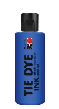 Cerneală pentru batik Marabu TIE DYE, Albastru închis, 80 ml – Vopsea textilă pe bază de apă pentru materiale deschise la culoare, vegană, conținut de până la 20% fibre sintetice 1