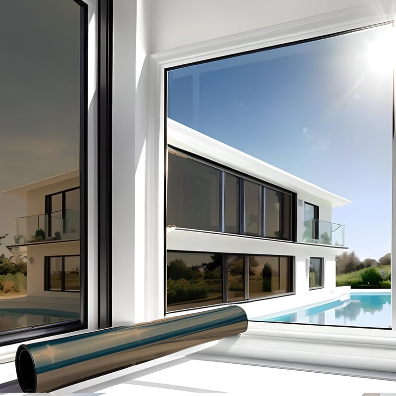 Folie Oglindă pentru Geam MARAPON Maro 118x200 cm - Folie pentru Protecție Solară Opacă din Exterior, cu Protecție UV, Izolare Termică, Aderență Statică
