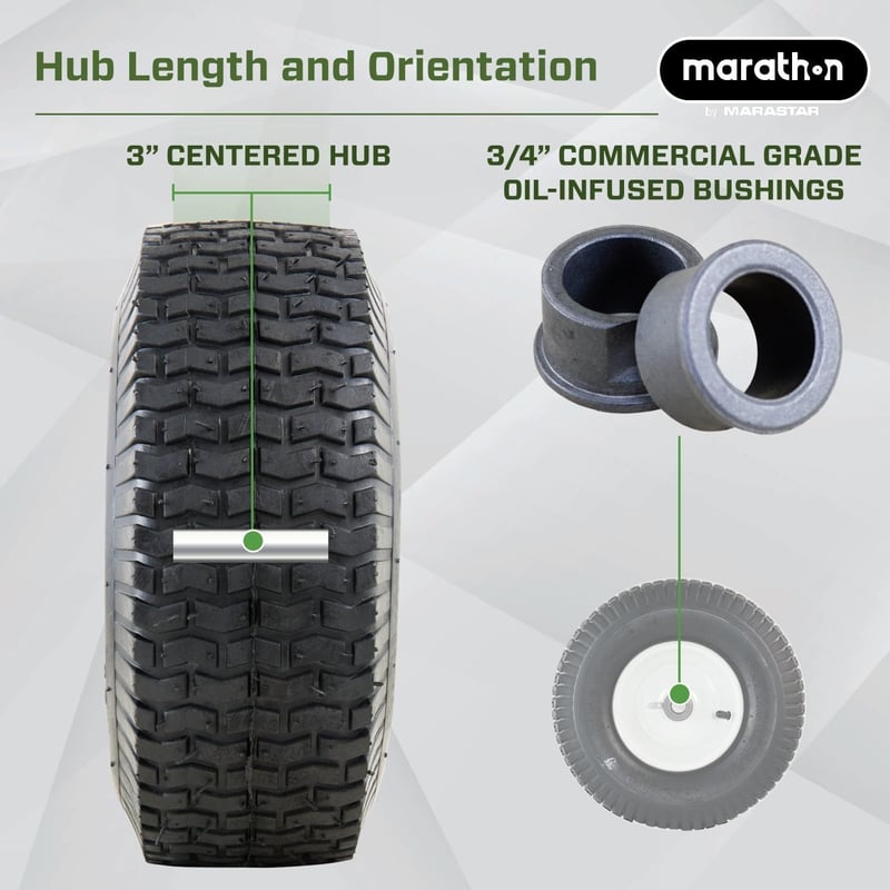 Marathon 13x5.00-6" Pneumatikus Gumiabroncs Kerékkel, 3" Agy, 3/4" Csapágy - Einzelbett