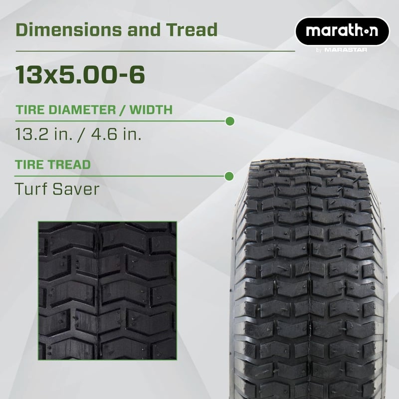 Marathon 13x5.00-6" Pneumatikus Gumiabroncs Kerékkel, 3" Agy, 3/4" Csapágy - Einzelbett