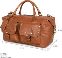 Marc Peter Wax Tan Bőr Utazótáska Férfiaknak Hétvégi Weekender Duffel Bag Nagy XL 4