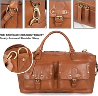 Marc Peter Wax Tan Bőr Utazótáska Férfiaknak Hétvégi Weekender Duffel Bag Nagy XL 6