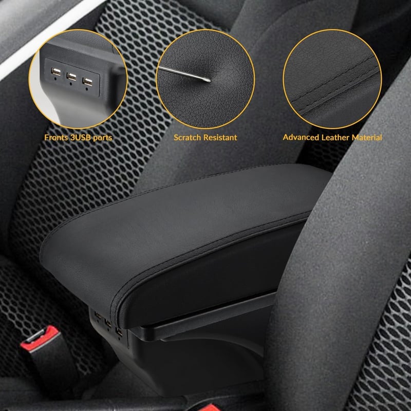 MARCHFA Golf 6 MK6 Középkonzol Kartámasz USB Töltőportokkal 2008-2013