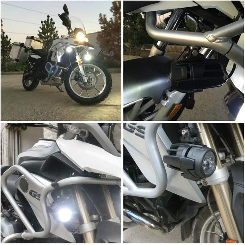 MARCHFA LED Motorkerékpár Kiegészítő Fényszóró 40W 3000lm - Vízálló Ködlámpa Védőráccsal, BMW Honda Yamaha Kompatibilis, 6000K Fehér